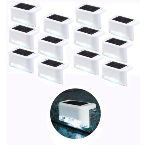 Wasserdichte Solar-Zaunleuchte, Solar-Terrassenleuchte, Treppenleuchte, IP65 LED-Solar-Gartenleuchten für Terrassentreppen und Zäune (Weißes Licht, 12 Stück)