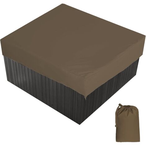 Bache d'extérieur pour Spa Housse de Bain à Remous Carrée Etanche Couverture de Spa en Tissu Polyester 190T Anti-poussière Anti-UVavec Un Sac de Rangement 7 Tailles au Choix,café,210x210x30cm