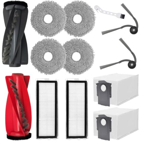 Zubehör set für Roborock Qrevo Curv/Qrevo Curve -Staubsauger Ersatzteil, Rollenbürste, 4 Wischtücher, 3 Staubbeutel, 2 Seitenbürsten, 2 Filter, Reinigungsbürste