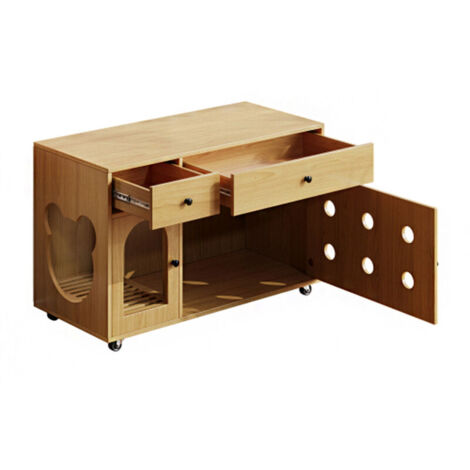 Katzenkloschrank (bewegliche Katzentoilette) – Katzenschrank/Katzenhaus mit abnehmbare Sandablassplatte, geruchsisoliert, ohne Katzenklo, 100×45×66 cm (Naturholzfarbe, Gelbmaplefarbe)
