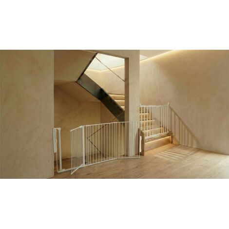 Safetots Barrière de Sécurité Enfant Escalier, Blanc, Système Multi-Panneaux jusqu à 200cm, Fixation à Vis 67-105,5cm