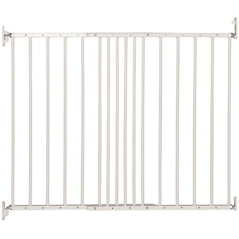 Safetots Barriere Pour Haut De Escaliers En Metal, Barriere De Securite A Fixation Par Vis, 62.5cm - 106.8cm, Blanc (1/5)