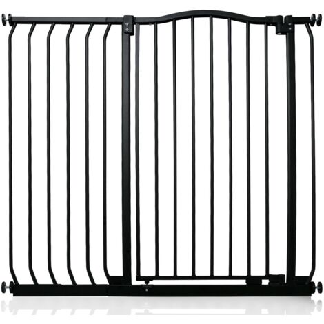 Bettacare Barrière Pour Chien À Design Courbé Extra Haute, 98cm - 107cm, Hauteur Extra Haute De 100cm, Noir Mat