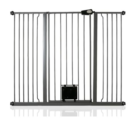 Bettacare Barrière Pour Chien Avec Trappe Verrouillable, 133,2cm - 140,8cm, Hauteur 104cm, Couleur Gris Ardoise