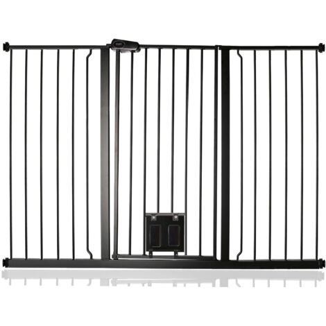 Bettacare Barrière Pour Chien Avec Trappe Verrouillable, 139,8cm - 147,4cm, Hauteur 104cm, Couleur Noir