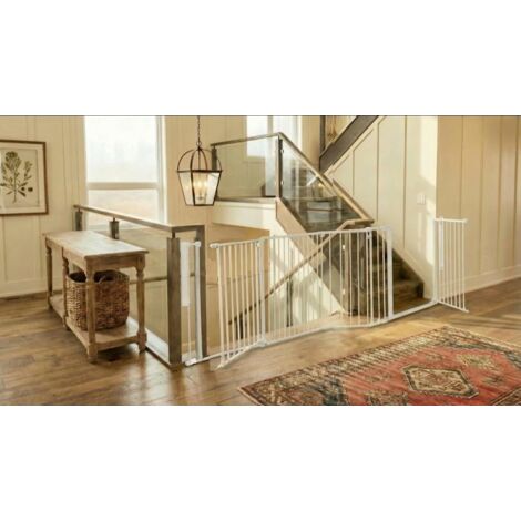 Safetots Barrière Escalier Multi-Panneaux avec 2 Portillons, Blanc, Longueur Totale 370cm