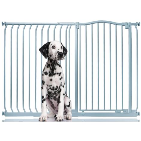 Bettacare Barrière Pour Chien À Design Courbé Extra Haute, 134cm - 143cm, Hauteur Extra Haute De 100cm, Gris Mat