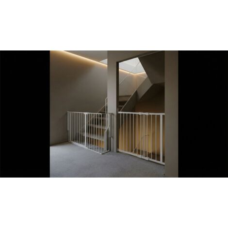 Safetots Barrière de Sécurité Enfant Escalier, Blanc, Système Multi-Panneaux jusqu à 174cm, Fixation à Vis 67-105,5cm