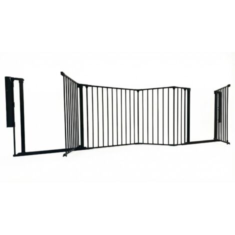 Safetots Barrière Escalier Multi-Panneaux avec 2 Portillons, Noir, Longueur Totale 298cm