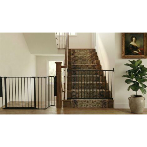 Safetots Barrière de Sécurité Enfant Escalier, Noir, Système Multi-Panneaux jusqu à 122cm, Fixation à Vis 67-105,5cm