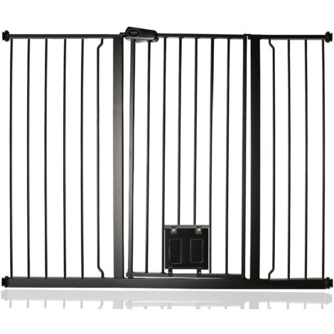 Bettacare Barrière Pour Chien Avec Trappe Verrouillable, 126,7cm - 134,3cm, Hauteur 104cm, Couleur Noir