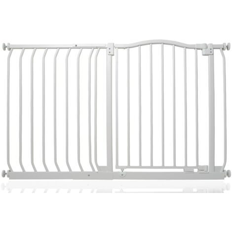 Safetots Barrière De Sécurité Supérieure Avec Design Courbé, Barrière De Sécurité À Pression, 116cm - 125cm, Blanc Mat