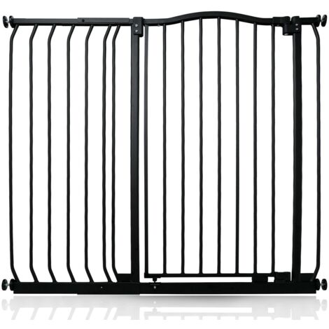 Bettacare Barrière Pour Chien À Design Courbé Extra Haute, 107cm - 116cm, Hauteur Extra Haute De 100cm, Noir Mat