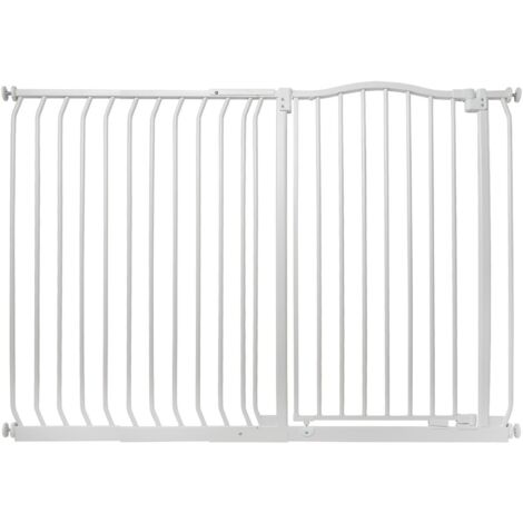 Bettacare Barrière Pour Chien À Design Courbé Extra Haute, 134cm - 143cm, Hauteur Extra Haute De 100cm, Blanc Mat