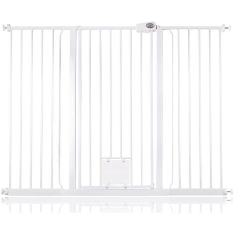 Bettacare Barrière Pour Chien Avec Trappe Verrouillable, 139,8cm - 147,4cm, Hauteur 104cm, Couleur Blanc