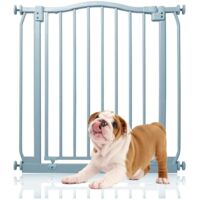 Bettacare Barrière Pour Animaux Avec Design Courbé, Barrière À Pression Pour Chien Et Chiot, 71cm - 80cm, Gris Mat