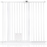 Bettacare Barrière Pour Chien Avec Trappe Verrouillable, 113,8cm - 121,4cm, Hauteur 104cm, Couleur Blanc