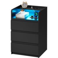Nachttisch mit verstellbarer LED-Lampe, Steckdose und USB-Anschluss