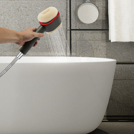 Pommeau de douche avec éponge et filtre, pommeau de douche, pommeau de douche filtrant à main, pommeau de douche avec brosse de massage, gris (1/5)