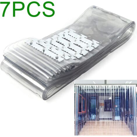 Rideau à Lamelles en PVC, Rideau à Lanières Rideau Lamellaire PVC 1 x 2 m Rideau de Porte Transparent 7 pièces (1/5)
