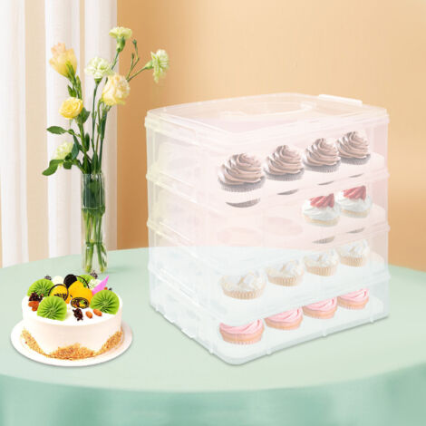 Porte-cupcakes, support à cupcakes Modèle haut de gamme amélioré pour un meilleur maintien des cupcakes Peut contenir jusqu'à 48 cupcakes ou muffins Contenant empilable pour cupcakes 4 niveaux (bl (1/5)