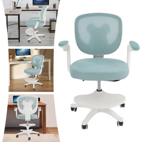Ensemble bureau et chaise pour enfant Chaise de bureau ergonomique Chaise pivotante avec repose-pieds Accoudoirs inclus Hauteur réglable Finition vert menthe Capacité de charge de 100 kg (1/5)