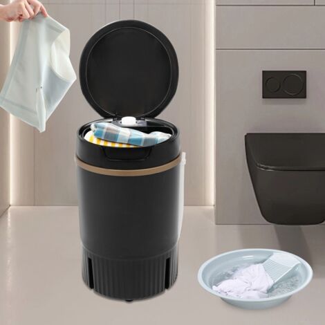 Mini-lave-linge portable multifonction avec panier d'essorage, couleur noire