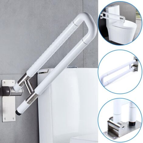 Poignée de soutien mural pour les toilettes, barre d'appui pliante pour les toilettes Poignée pliante en acier inoxydable pour les personnes âgées et les personnes handicapées