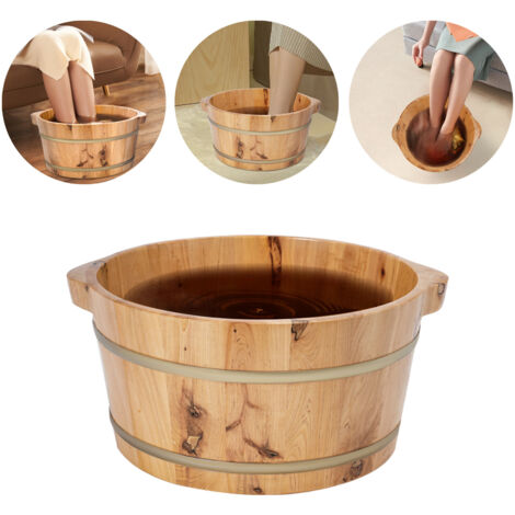 Bac en bois pour bain de pieds, seau spa, seau pour pédicure, seau pour lavage des pieds, seau de bain pour massage des pieds, spa, sauna, lavage, bac à lessive, bassin pour bain 36.5x36.5x18cm