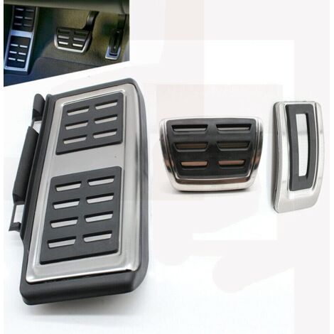 Compatible avec VW Passat B8 Golf Seat Audi TT Capuchons de pédales en acier inoxydable Repose-pieds Pédales automatiques Jeu de pédales automatique Capuchons de pédales de frein à gaz