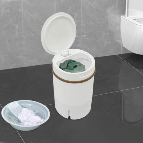 Mini machine à laver portable avec panier essoreur, mini lave-linge 9,9 lb, petite machine à laver, lave-linge compact à cuve unique avec minuterie et tuyau de vidange, blanc 4,5 L