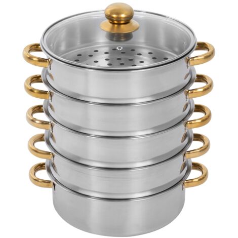 Cuiseur vapeur à 5 niveaux Cuiseur vapeur biologique Cuiseur vapeur en acier inoxydable pour casserole Cuiseur vapeur pour légumes / pommes de terre en acier inoxydable
