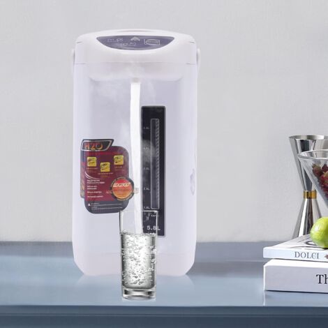 Distributeur d'eau chaude 4L Bouilloire en acier inoxydable 750W Thermos Flask Réservoir d'eau électrique à bouton de contrôle pour la maison, l'école, le bureau, l'hôtel (blanc) (1/5)