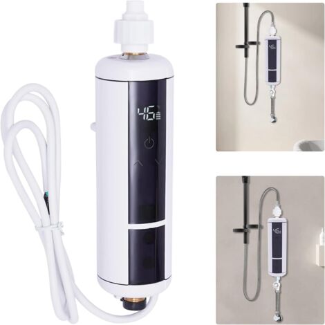 Chauffe-eau instantanée électrique LED Mini chauffe-eau instantané 3500 W Chauffe-eau sans réservoir pour salle de bain cuisine (blanc)