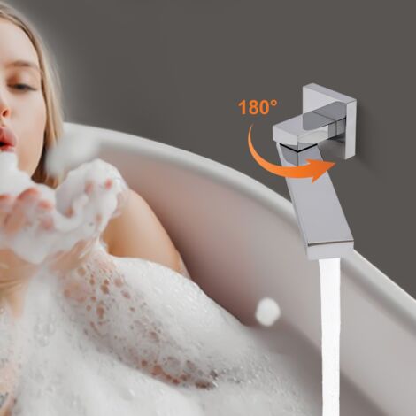 Bec de baignoire 1/2 pouce Robinet de baignoire pivotant à 180° Robinet de baignoire mural en laiton Robinet de baignoire 260 mm Finition chromée