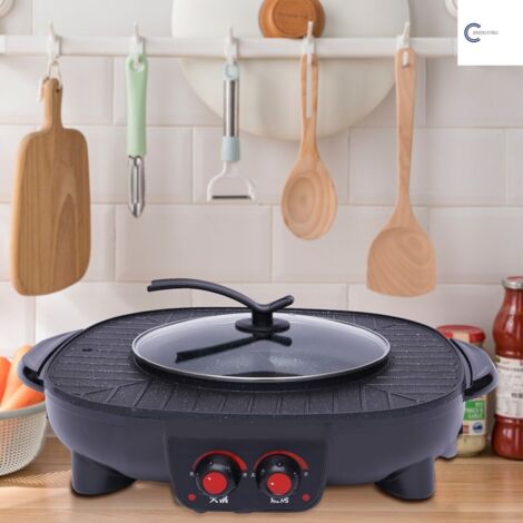 Poêle électrique 2 en 1 pour fondue et barbecue, barbecue sans fumée, poêle multifonctionnelle de 42 cm. (1/5)