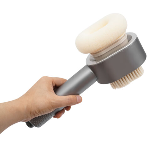 Pommeau de douche avec éponge et filtre, pommeau de douche, pommeau de douche filtrant à main, pommeau de douche avec brosse de massage, argenté (1/5)