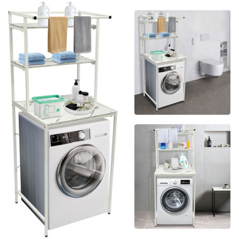 Étagère de toilettes, étagère de salle de bain, étagère pour machine à laver,Étagère de salle de bain à 3 niveaux (1/5)