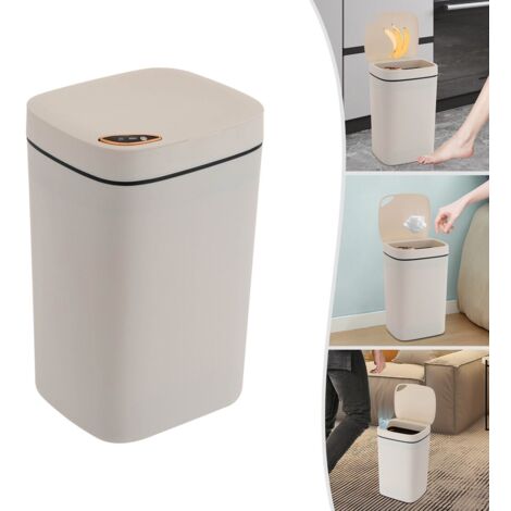 16-Liter-Kunststoff-Abfalleimer mit automatischer Öffnung, intelligenter Sensorik und Sensor, geeignet für Küche und Wohnzimmer. (1/5)