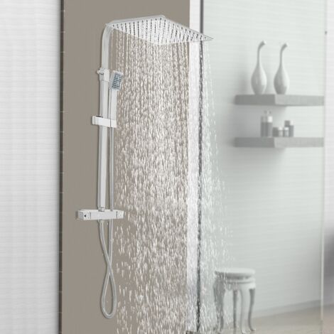 Kit de douche thermostatique avec pommeau de douche et pommeau de douche Chromé 30 cm (1/5)