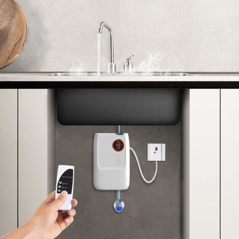 Chauffe-eau électrique sans réservoir 5500 W, chauffe-eau électrique 220 V avec affichage numérique, chauffe-eau instantané, sous évier avec télécommande, écran tactile LCD, chauffe-eau sans réservoir
