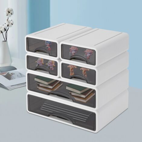 Boîte de rangement à 6 tiroirs pour bureau, boîte de rangement en plastique, tiroirs de rangement. (1/5)