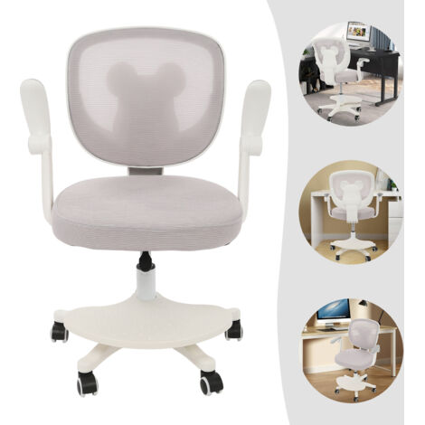 Chaise de bureau ergonomique pour enfant, chaise pivotante pour enfant, chaise pour adolescent, repose-pieds, profondeur d'assise réglable, accoudoirs réglables en hauteur, couleur grise. (1/5)