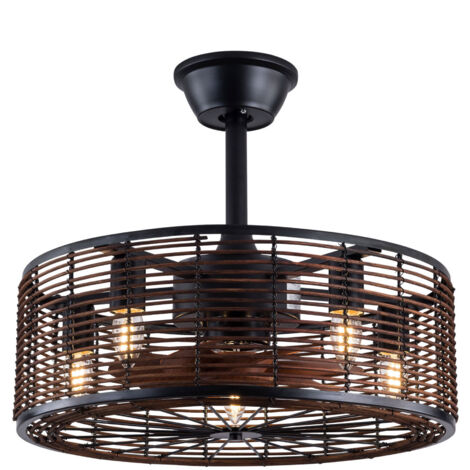 Abat-jour marron Lampe de plafond Ventilateur de plafond Avec lumière Télécommande Timing (1/5)