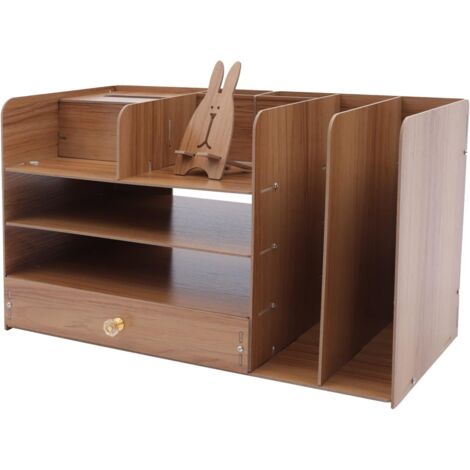 Organisateur de bureau  Porte-documents  Organisateur de bureau en bois avec tiroirs  Organisateur multifonctionnel A4  Commode  Cerisier  Organisateur de bureau  Compartiments pour étagères (1/5)