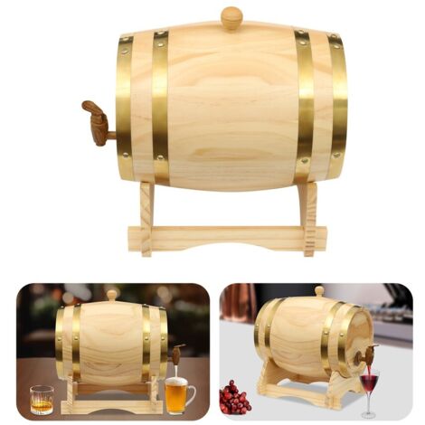 Fût à vin en bois de 5 litres avec support Fût en bois pour whisky, vin ou eau-de-vie (1/5)