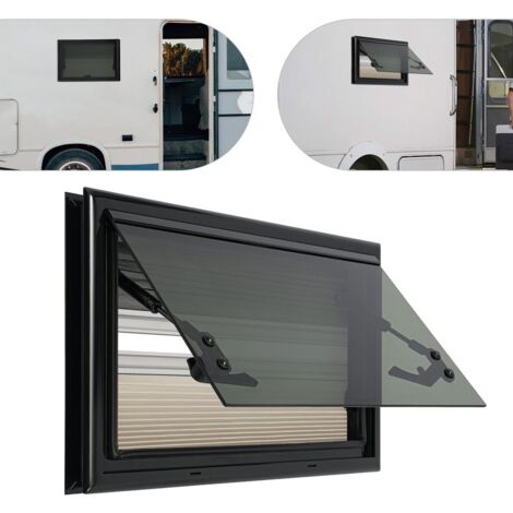 500x300mm Fenêtre à projection pour camping-car Version à angle droit Avec toit pare-soleil Fenêtre de voiture Fenêtre ouverte Montage en mezzanine Fenêtre rectangulaire pour camping-car 85°