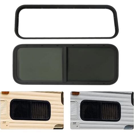 Fenêtre latérale de caravane, fenêtre coulissante, fenêtre de caravane, protection contre les insectes, alliage d'aluminium noir, verre trempé noir (1000 × 400)