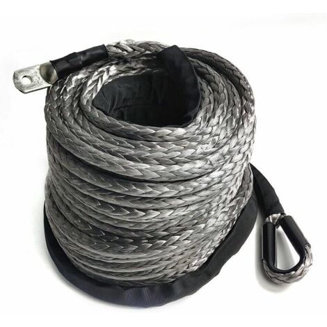 Corde de treuil synthétique 10 mm x 30 m, 10,8 T avec point de fusion 150 ℃ pour camion, bateau, tout-terrain, véhicule tout-terrain, guide de câble de treuil