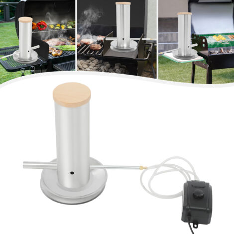 Générateur de fumée froide électrique avec couvercle et pompe à air, fumoir portable pour barbecue, générateur de fumée à copeaux de bois et granulés d'une capacité de 1,7 L, en acier inoxydable (1/5)